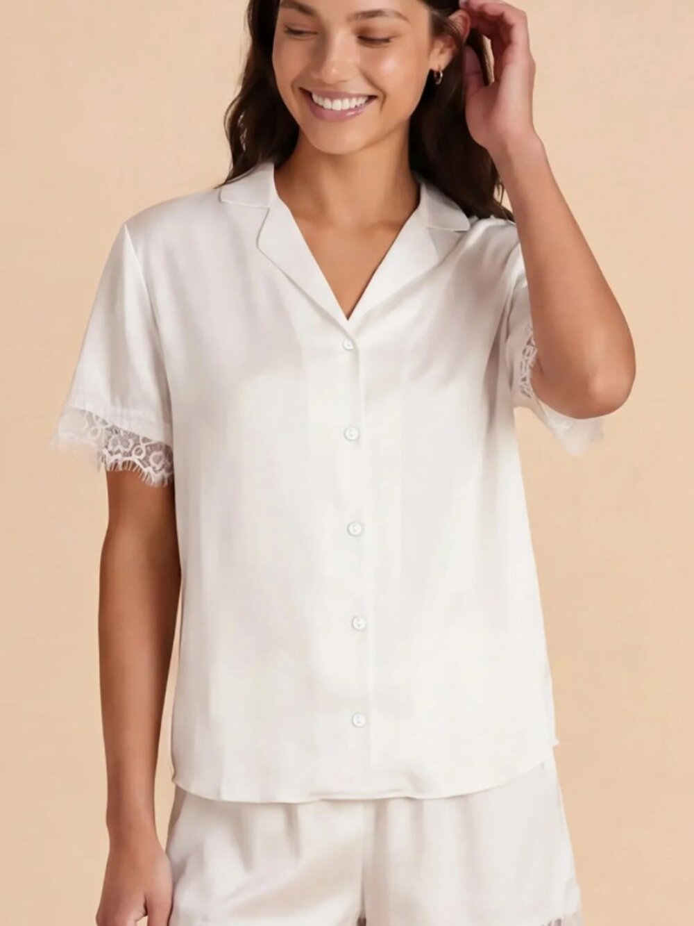 Birdy Grey Satin Pajama Set - Ivory